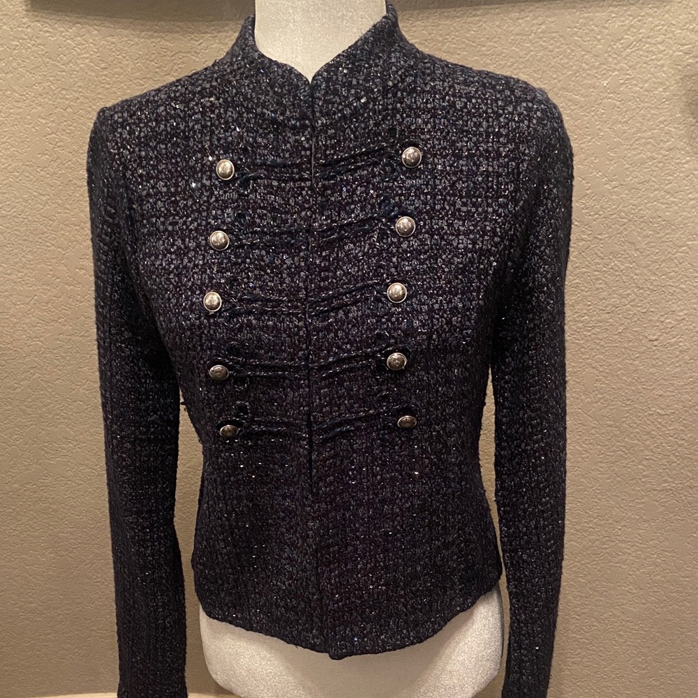 Sale! White House Black Market Stylishly Embellished Navy Tweed Blazer. Size S - Picture 8 of 16